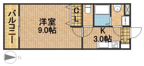 AKOYA・PERLEII(1K/3階)の間取り写真