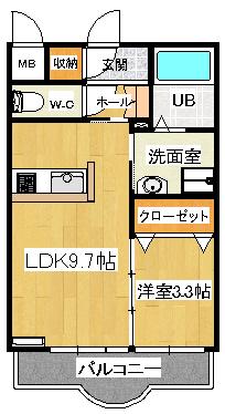 KE EFFORT(1LDK/3階)の間取り写真
