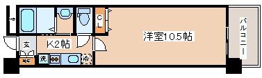 レジディア三宮東(1K/4階)の間取り写真