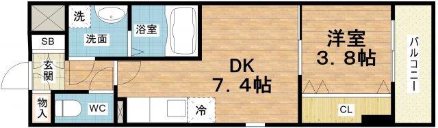 CITY PAL CREST TANIMACHI(1DK/6階)の間取り写真