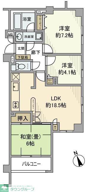 エクセルシオール新桜台(3LDK/3階)の間取り写真