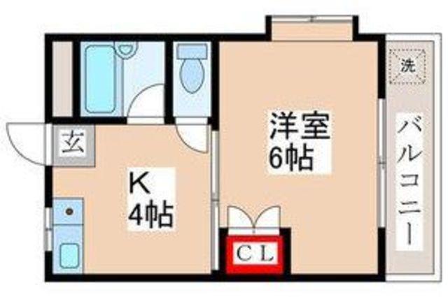 オークハウス(1DK/3階)の間取り写真