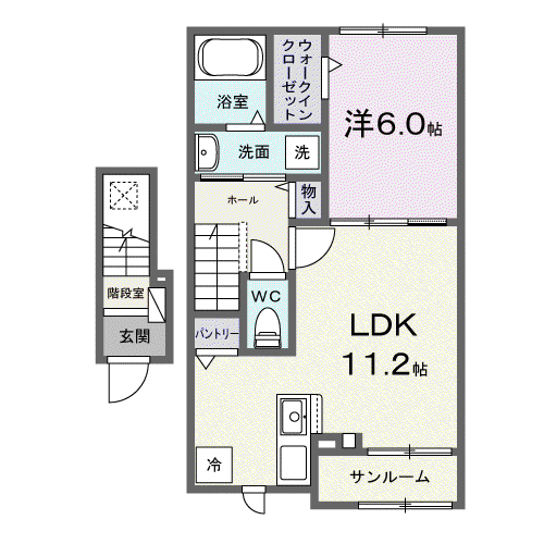 メゾン ポーテ(1LDK/2階)の間取り写真