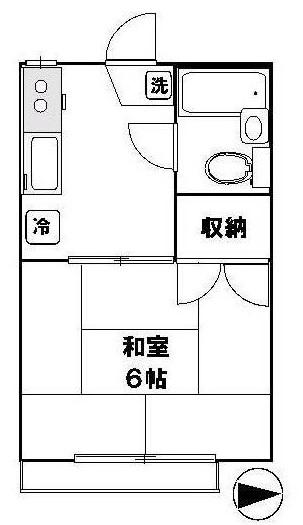 コーポむさしの(1K/1階)の間取り写真