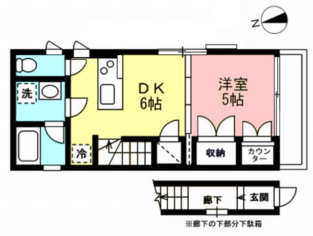 ハイムスズキ(1DK/2階)の間取り写真