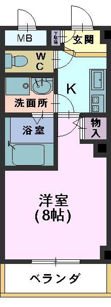 リバース(1K/1階)の間取り写真