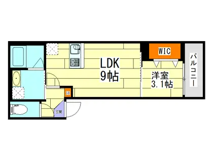 シティレジデンス鶴橋(1LDK/1階)の間取り写真