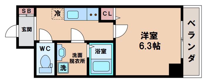ル・クール住吉大社(1K/2階)の間取り写真