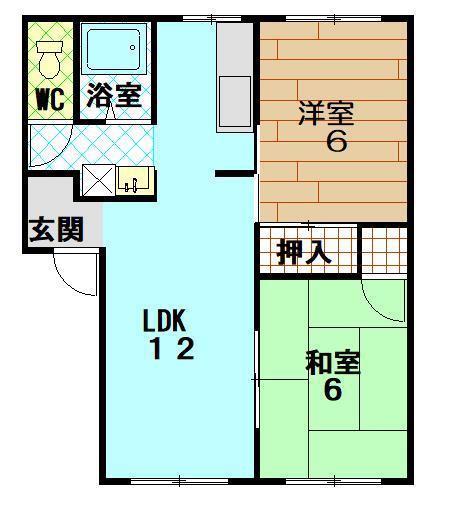 メゾン川西(2LDK/1階)の間取り写真