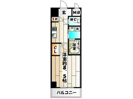 ビエラコート須磨(1K/4階)の間取り写真