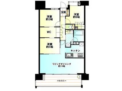 ライオンズ一条レジデンス湘南C-X(3SLDK/6階)の間取り写真