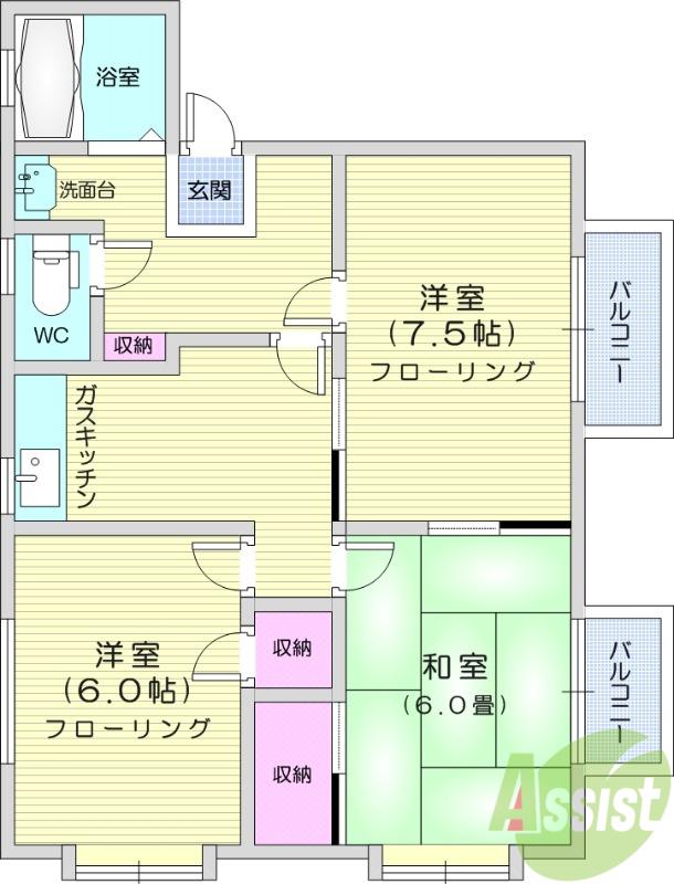 コーポ高原(3K/2階)の間取り写真