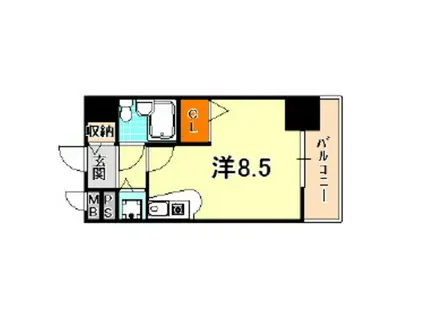 グランデール新神戸(ワンルーム/7階)の間取り写真