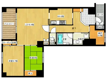 フォンテーヌ尾山町(2SLDK/5階)の間取り写真