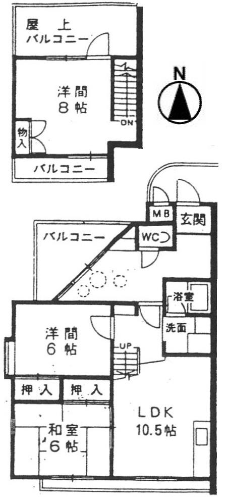 エクレール塚口I(3LDK/2階)の間取り写真