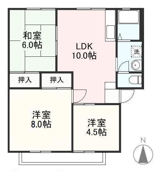 パナハイツ木太A・B・C(3LDK/2階)の間取り写真