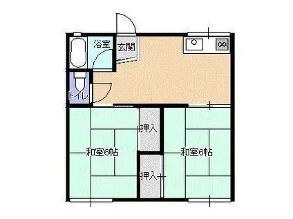 コーポ古川(2DK/2階)の間取り写真