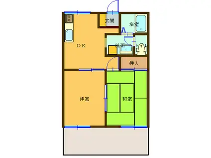 レイクサイド渚(2DK/1階)の間取り写真