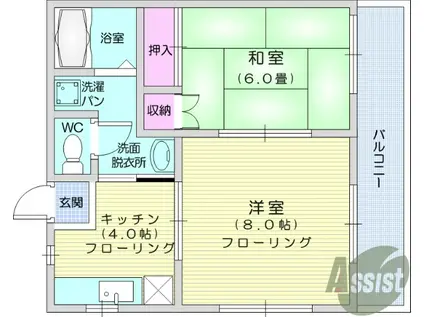 SHIKOTAレジデンスB(2K/2階)の間取り写真