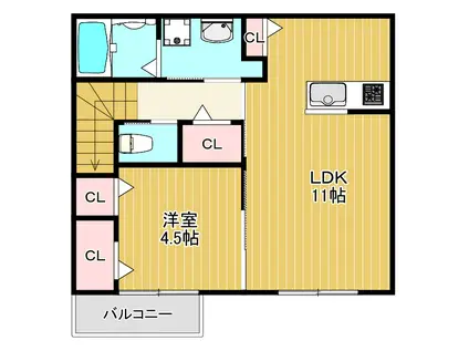 アルーデコートII(1LDK/2階)の間取り写真