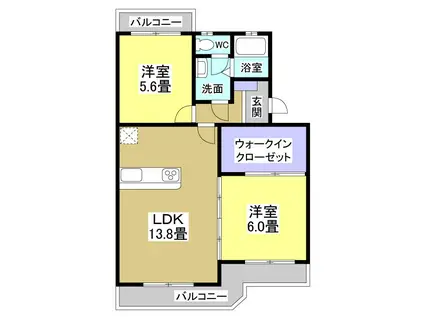 マンションアカンサス I(2LDK/2階)の間取り写真