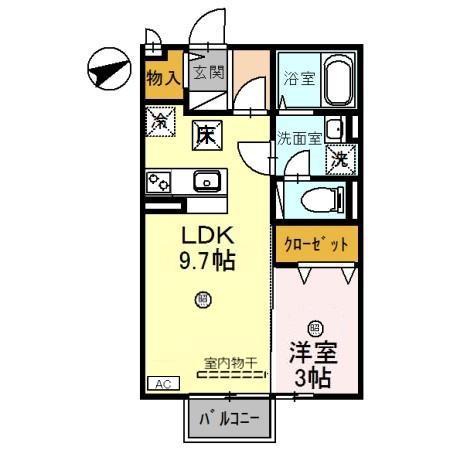 ウエストハイツ・セントラルハイツ ウエストハイツ(1LDK/1階)の間取り写真