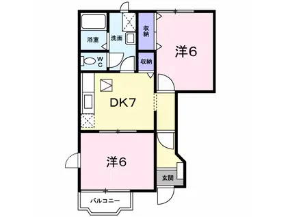 エステパルケB DK(2DK/1階)の間取り写真