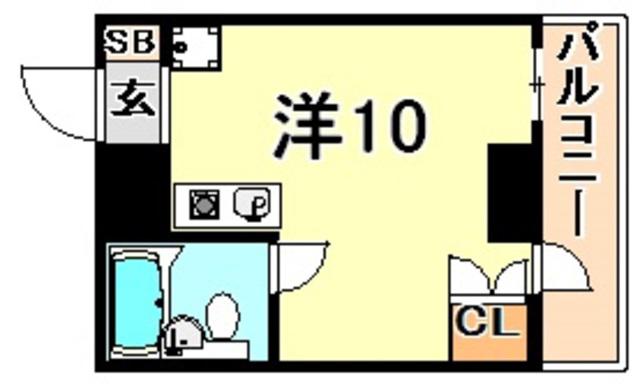 サニーパレス神陵台(ワンルーム/2階)の間取り写真