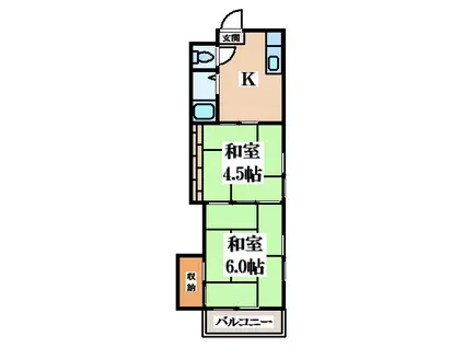 ハイネスト八戸ノ里(2K/3階)の間取り写真