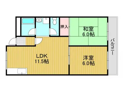 金剛ハイム(2LDK/2階)の間取り写真