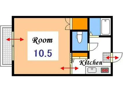 カーサエスポワール(1K/1階)の間取り写真