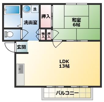レジデンスボナールII(1LDK/2階)の間取り写真