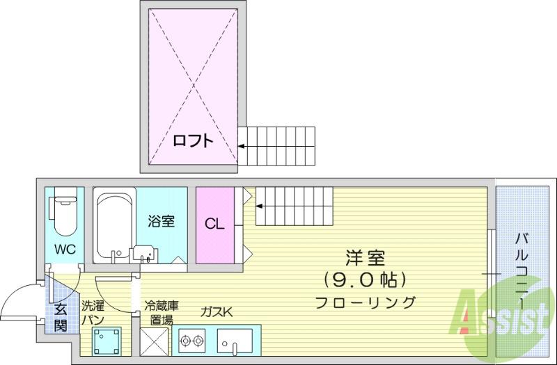 ローラン(ワンルーム/4階)の間取り写真
