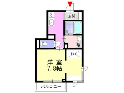 ストーントニア(1K/1階)の間取り写真