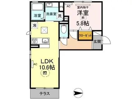 ベイ ブランシェ浜町(1LDK/1階)の間取り写真