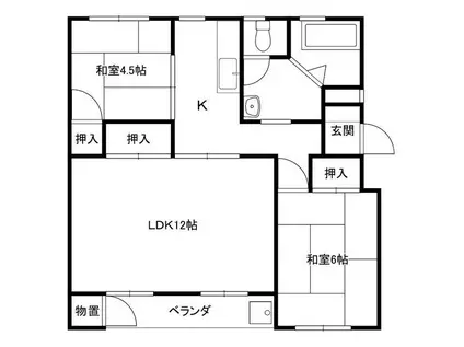 東芝杉田コーポ(2LDK/3階)の間取り写真