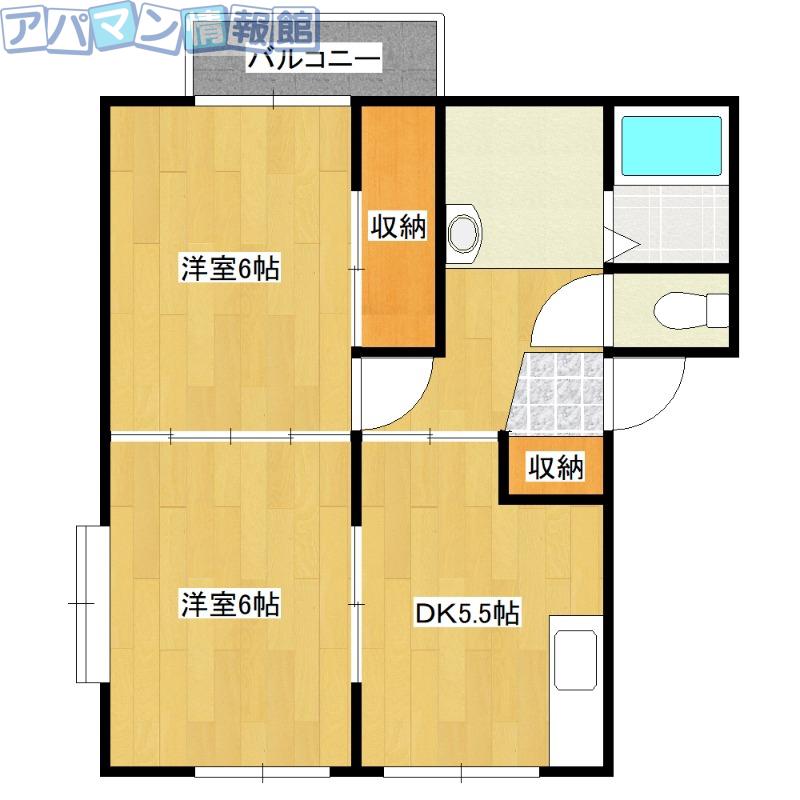 ホワイトハウス(2DK/2階)の間取り写真