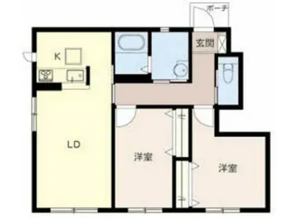 クラヴィエ南町ノ坪(2LDK/1階)の間取り写真