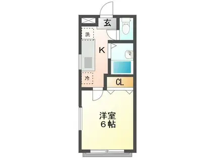 ウチダハイツC棟(1K/1階)の間取り写真