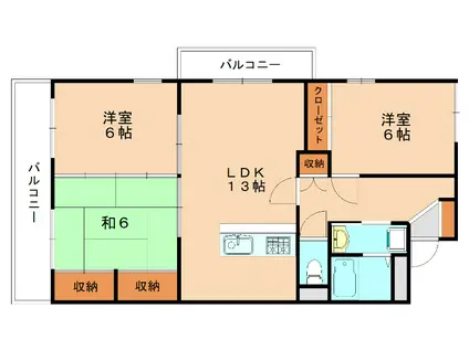 ファミーユ暖(3LDK/4階)の間取り写真