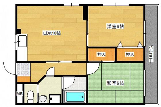 メゾン新藤(2LDK/2階)の間取り写真