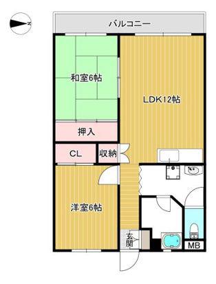 ハイツマルニシ(2LDK/5階)の間取り写真