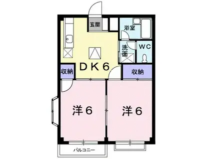レピュートおんつかII(2DK/2階)の間取り写真