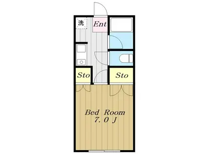 ハイムS(1K/2階)の間取り写真