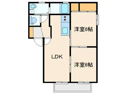 ボナール千吉良D102号(2LDK/1階)の間取り写真