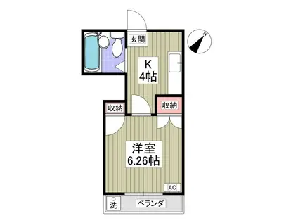 リエス館林(1K/2階)の間取り写真