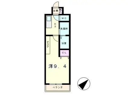 RAINBOW CITY南草津(1K/1階)の間取り写真