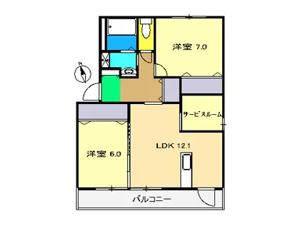 パッターナ(2SLDK/2階)の間取り写真