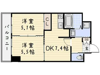 S-FORT小倉(2DK/4階)の間取り写真