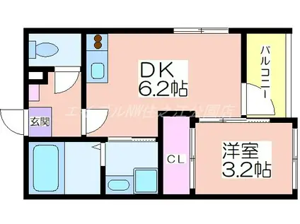 ハーモニーテラス住吉II(1DK/2階)の間取り写真